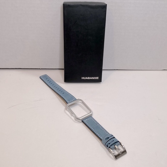 Unisex Leather Strap Replacement Band with Stainless Metal Clasp for Apple Watch - Picture 7 of 11